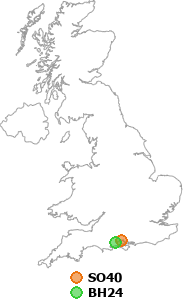 map showing distance between SO40 and BH24