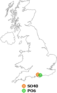 map showing distance between SO40 and PO6