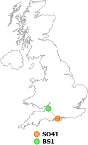 map showing distance between SO41 and BS1