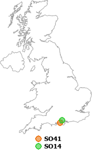 map showing distance between SO41 and SO14