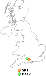 map showing distance between SP1 and BA12