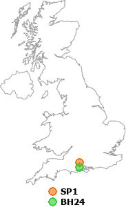 map showing distance between SP1 and BH24