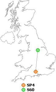 map showing distance between SP4 and S60