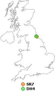 map showing distance between SR7 and DH4