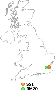 map showing distance between SS1 and RM20