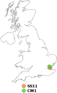 map showing distance between SS11 and CM1