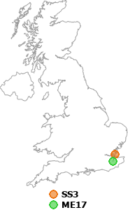 map showing distance between SS3 and ME17