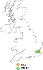 map showing distance between SS3 and RM16