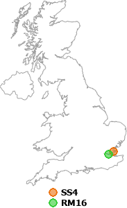 map showing distance between SS4 and RM16