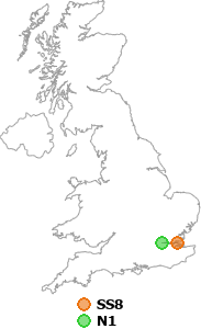 map showing distance between SS8 and N1