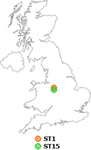 map showing distance between ST1 and ST15