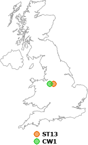 map showing distance between ST13 and CW1