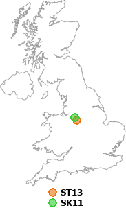 map showing distance between ST13 and SK11