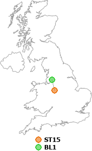 map showing distance between ST15 and BL1