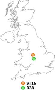 map showing distance between ST16 and B38