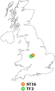 map showing distance between ST16 and TF2