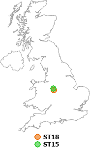 map showing distance between ST18 and ST15