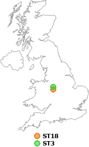 map showing distance between ST18 and ST3