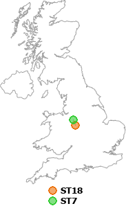map showing distance between ST18 and ST7
