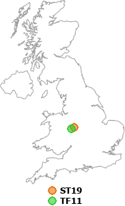 map showing distance between ST19 and TF11