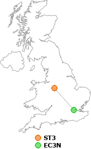 map showing distance between ST3 and EC3N