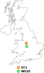 map showing distance between ST3 and WS10