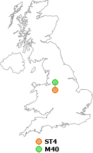 map showing distance between ST4 and M40
