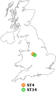 map showing distance between ST4 and ST14