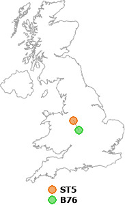 map showing distance between ST5 and B76