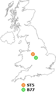 map showing distance between ST5 and B77