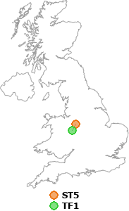 map showing distance between ST5 and TF1