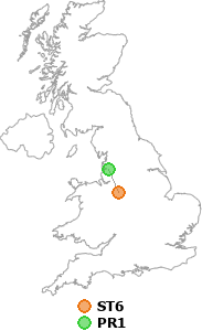 map showing distance between ST6 and PR1