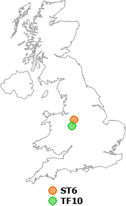 map showing distance between ST6 and TF10