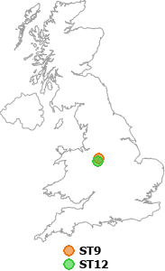 map showing distance between ST9 and ST12