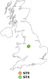 map showing distance between ST9 and ST4