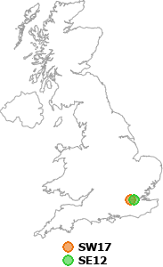 map showing distance between SW17 and SE12