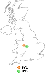 map showing distance between SY1 and DY5