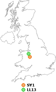 map showing distance between SY1 and LL13