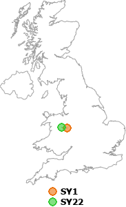 map showing distance between SY1 and SY22