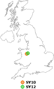map showing distance between SY10 and SY12