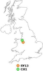 map showing distance between SY13 and CH1