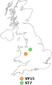 map showing distance between SY15 and ST7