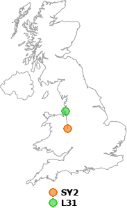 map showing distance between SY2 and L31