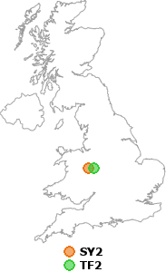 map showing distance between SY2 and TF2