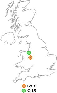 map showing distance between SY3 and CH5