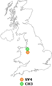 map showing distance between SY4 and CH3