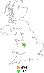 map showing distance between SY4 and TF1