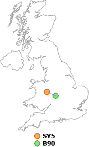map showing distance between SY5 and B90