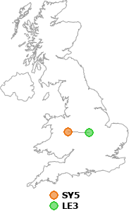 map showing distance between SY5 and LE3