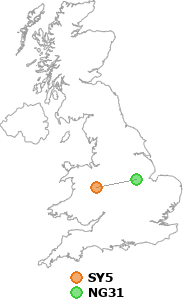 map showing distance between SY5 and NG31